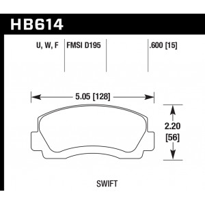 Колодки тормозные HB614W.600 HAWK DTC-30 Toyota 15 mm