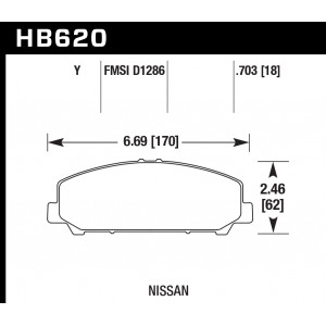 Колодки тормозные HB620Y.703 HAWK LTS передние INFINITI QX56 после 2006 г.в.