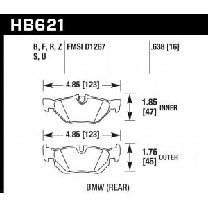 Колодки тормозные HB621B.638 HAWK Street 5.0 BMW E90/E91/E92 318/320/325/330/E87 130i Rear