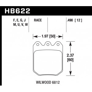 Колодки тормозные HB622G.490 HAWK DTC-60; Wilwood DLS 6812 13mm