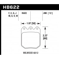 Колодки тормозные HB622U.490 HAWK DTC-70; Wilwood DLS 6812 13mm