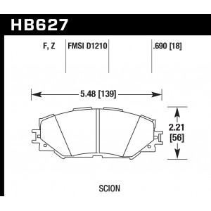 Колодки тормозные HB627Z.690 HAWK Perf. Ceramic Toyota RAV4 2006-2013