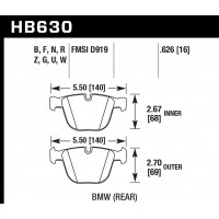 Колодки тормозные HB630G.626 HAWK DTC-60; BMW (Rear) 16mm