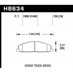 Колодки тормозные HB634P.750 HAWK SuperDuty задн. Dodge RAM 2500