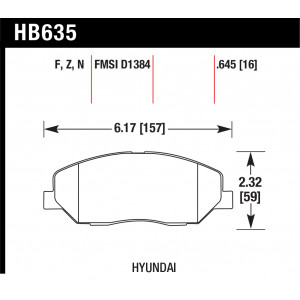 Колодки тормозные HB635F.645 HAWK HPS