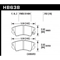 Колодки тормозные HB638N.702 HAWK HP Plus; 18mm