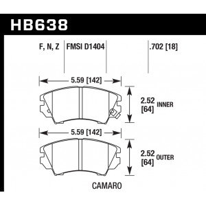 Колодки тормозные HB638Z.702 HAWK Perf. Ceramic Opel Astra J 1.4 / 1.6 Turbo