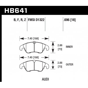 Колодки тормозные HB641F.696 HAWK HPS Audi A5, A4 (1LA), Q5