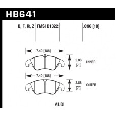 Колодки тормозные HB641N.696 HAWK HP Plus Audi A5, A4 (1LA), Q5