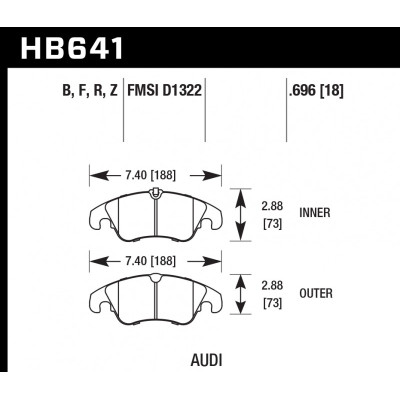 Колодки тормозные HB641N.696 HAWK HP Plus Audi A5, A4 (1LA), Q5