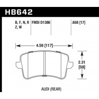 Колодки тормозные HB642W.658 HAWK DTC-30; Audi rear 17mm