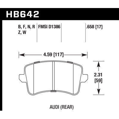Колодки тормозные HB642Z.658 HAWK Perf. Ceramic Audi A5, A4 (1LA), Q5