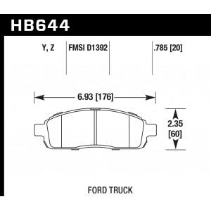 Колодки тормозные HB644Y.785 HAWK LTS Ford, F-150, 2008-2009