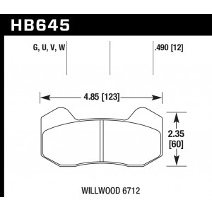 Колодки тормозные HB645G.490 HAWK DTC-60 Wilwood 6712 12 mm