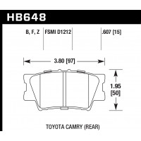 Колодки тормозные HB648F.607 HAWK HPS задние TOYOTA CAMRY 2007->