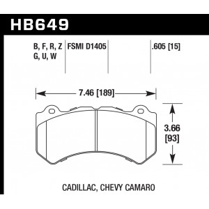 Колодки тормозные HB649G.605 HAWK DTC-60 CTS-V 15 mm Jeep SRT8 2012-2014, AUDI 4F RS6 (BREMBO)