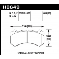 Колодки тормозные HB649Q.605 HAWK DTC-80; CTS-V 16mm