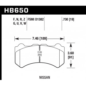 Колодки тормозные HB650U.730 HAWK DTC-70 передние NISSAN Skyline GTR R35 01/08 >