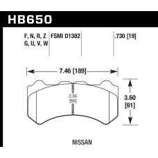 Колодки тормозные HB650V.730 HAWK DTC-50; Nissan 19mm