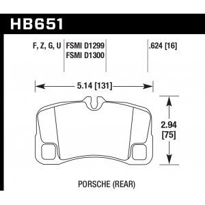 Колодки тормозные HB651F.624 HAWK HPS задние Porsche 911 (997) GT2, GT3, Turbo