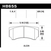 Колодки тормозные HB655U.620 HAWK DTC-70 Alcon 16 mm, ALCON Mono4