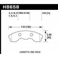 Колодки тормозные HB658G.570 HAWK DTC-60; Corvette 1-pc (Front) 15mm