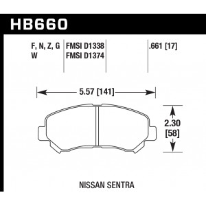 Колодки тормозные HB660F.661 HAWK HPS MAZDA CX-5 / Nissan Qashqai, X-trail