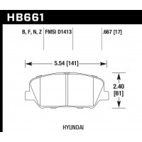 Колодки тормозные HB661B.667 HAWK HPS 5.0; 17mm KIA Ceed GT; HYUNDAI VELOSTER, i30