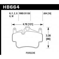 Колодки тормозные HB664Q.634 HAWK DTC-80; Porsche 911 16mm