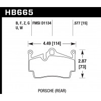 Колодки тормозные HB665B.577 HAWK HPS 5.0; 15mm Porsche задн. Cayman, Boxster,