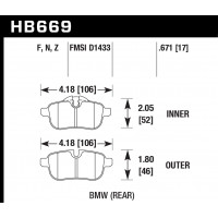 Колодки тормозные HB669N.671 HAWK HP Plus