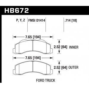 Колодки тормозные HB672Y.714 HAWK LTS, Ford F-150 2010-2013