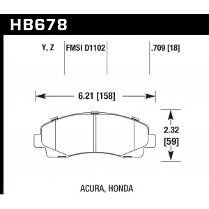 Колодки тормозные HB678Y.709 HAWK LTS перед Honda Ridgeline ; Acura TL 2009-2013