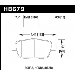 Колодки тормозные HB679Z.600 HAWK Perf. Ceramic задн Honda Ridgeline ; Acura TL 2009-2013