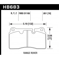 Колодки тормозные HB683Z.651 HAWK Perf. Ceramic Range Rover Sport/Supercharged Brembo 2005-2013