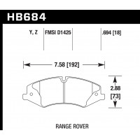 Колодки тормозные HB684Y.694 HAWK LTS Range Rover Sport V8 5.0, 3.0TD