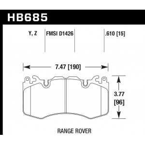 Колодки тормозные HB685Y.610 HAWK LTS, AMG 6.3 / RANGE ROVER BREMBO