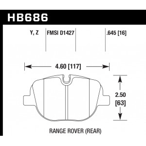 Колодки тормозные HB686Y.645 HAWK LTS задние Range Rover V8 Supercharged/Sport 2010-2013