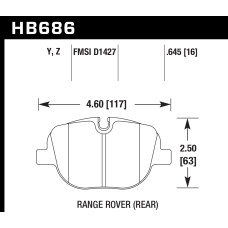 Колодки тормозные HB686Z.645 HAWK Perf. Ceramic задние Range Rover Supercharged/Sport 2010-2013