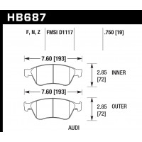 Колодки тормозные HB687N.750 HAWK HP Plus AUDI S6, S8 2007-2012