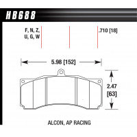 Колодки тормозные HB688B.710 HAWK HPS 5.0 PROMA 6 порш, AP Racing, Stop Tech, JBT, Alcon, HPB, XYZ