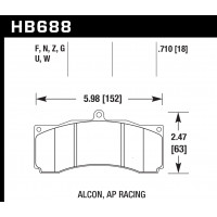 Колодки тормозные HB688Q.710 HAWK DTC-80; AP Racing, Stop Tech 18mm