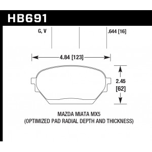 Колодки тормозные HB691G.644 HAWK DTC-60 Mazda MX-5 16 mm