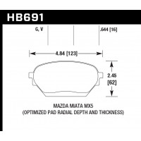 Колодки тормозные HB691V.644 HAWK DTC-50; Mazda MX-5 17mm