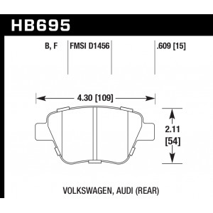 Колодки тормозные HB695B.609 HAWK Street 5.0 задн. AUDI A3 8P; VW Golf 6; Skoda Octavia; Seat Leon