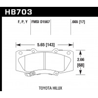 Колодки тормозные HB703F.665 HAWK HPS передние TOYOTA HILUX 2005->