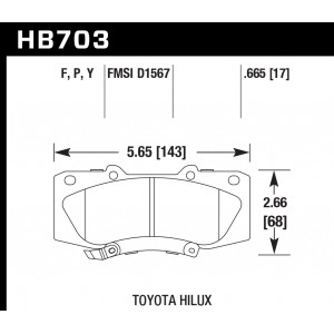 Колодки тормозные HB703P.665 HAWK SD передние TOYOTA HILUX 2005->