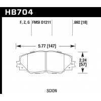 Колодки тормозные HB704Z.692 HAWK PC перед RAV4 2006-2013