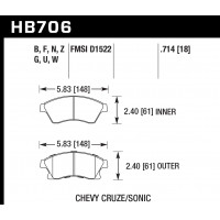 Колодки тормозные HB706F.714 HAWK HPS перед Opel Astra J / CHEVROLET Cruze