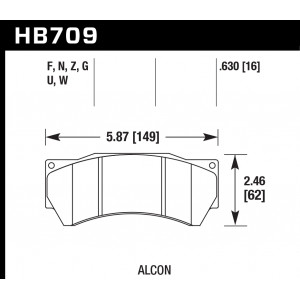 Колодки тормозные HB709F.630 HAWK HPS Alcon Monoblock 6 CAR97